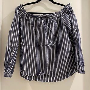 Blue and white off the shoulder top